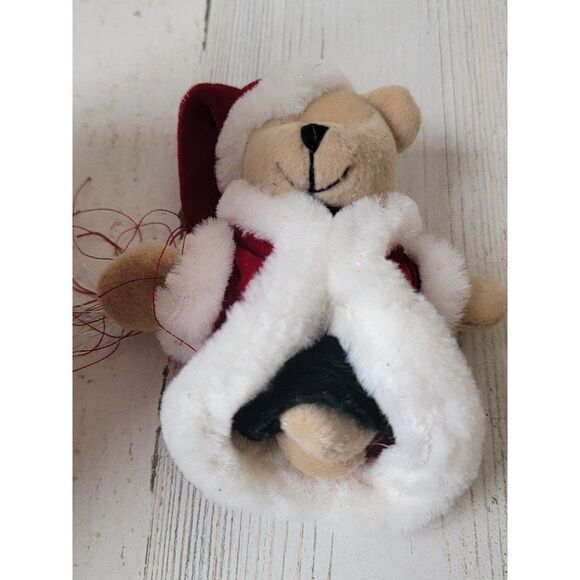 Mini red Santa Claus bear plush stuffed animal toy figure - Picture 3 of 7